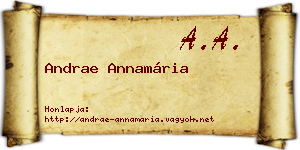 Andrae Annamária névjegykártya